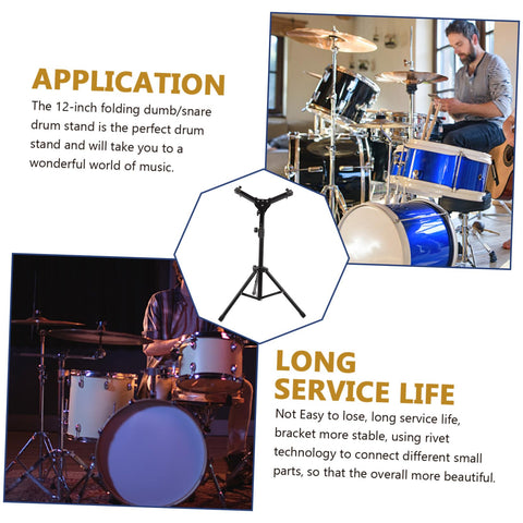 Heavy Duty Folding Drum Rack And Snare Stand Featuring Multi Angle Adjustments And Tight Triangular Brackets designed for 12-inch snare drums.