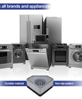 Four gray anti-vibration pads for washing machines with black bases to reduce movement