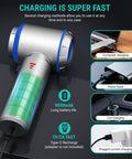 9000mAh charging options for 2 In 1 Mini Car Vacuum And Air Duster Wireless Handheld Vacuum With Blower Function