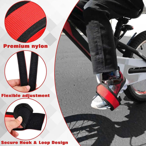 Person using One Pair Adjustable Bike Pedal Straps For Extra Grip And Comfort Anti Slip Nylon Foot Clips with flexible adjustment