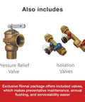 Rock Solid Professional Grade Tankless Hot Water Heater With Hella Smooth 11 GPM Flow includes Pressure Relief and Isolation Valves.
