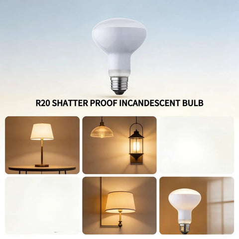 R20 60W Frosted Shatterproof Popcorn Machine Light Bulb Replacement No Fuss Easy Plug And Play Incandescent Reflector E26 Base For Warmer And Food Display Smooth Dimming 4 Pack Set, frosted bulb