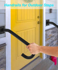 Tough As Nails Wall Mount Hand Rails For 1 To 3 Steps Heavy Duty Grade Steel Safety Grab Bar visible near a yellow door.
