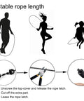 Adjustable Jump Rope With Ball Bearing Speed Rope For Men Women Kids Tangle Free Skip Rope For Fast Cardio At Home Gym School Durable PVC Coated Steel Wires with illustration of adjustment process