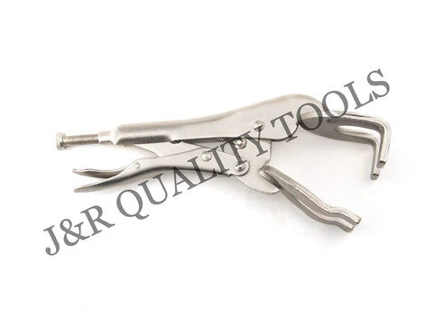 Locking Grip Welding Clamp Set 3 Piece Includes 11 Inch C Clamp, 10 Inch Flat Nose Welding Vise, 10 Inch Claw Type Welding Vise