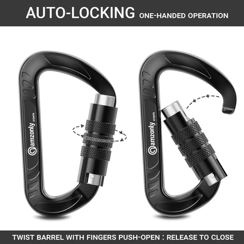 3 Inch Auto Locking Carabiner Clip Heavy Duty Beefy 12kN Strength 2697 Lbs Lightweight Keychain Carabiners For Camping