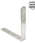 Heavy Duty 6x6 Inch Right Angle Shelf Brackets, 4mm Thick Stainless Steel Corner Braces In Brushed Nickel, close-up view of single bracket