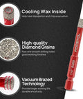 Built Tight Dry Diamond Drill Bit Set With Fast Lock Hex Shank And Carbide Pilot Bit for drilling with cooling wax and high-quality diamond grains.