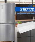 Two Pack Door Shelf Bin Replacement For Refrigerators Fits Frigidaire, Whirlpool, Kenmore, Amana, Roper, Estate Models With Model 2187172 And Includes 2187194K, AP3853103, WP2187172, PS986890, AP6006028 shown with fridge in background