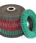 Super Tough 5 Inch Nylon Fiber Flap Disc With 125mm Size And 22mm Arbor Fits Your Angle Grinder, stacked discs view.