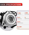 Front Wheel Hub And Bearing Assembly With ABS For 4WD GM Trucks And Vans Beefy Replacement Built To Last 6 Lug specifications