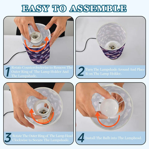 Steps to assemble the Watercolor Butterfly Decor Bedside Lamp With 3 Way Dimmer And Touch Control Charging Station for Bedroom.