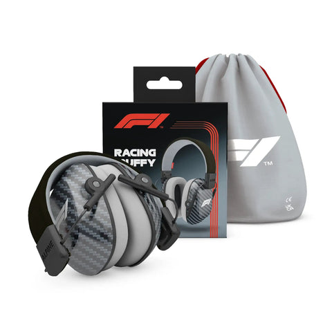 Alpine Muffy Kids Noise Canceling Headphones For Race Lovers with packaging and travel pouch