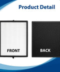 True HEPA Replacement Filter Kit For 45i And Flex Air Purifiers 2 Pack With Two HEPA Filters And Two Carbon Pre-Filters B4-Pure Filters B4-Fresh FL40-Silver-Carbon front and back view of the filters.