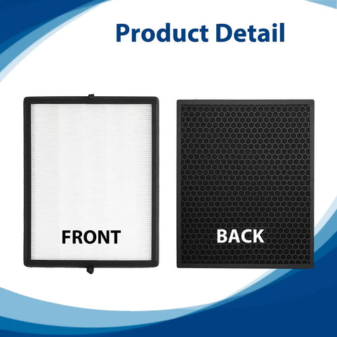 True HEPA Replacement Filter Kit For 45i And Flex Air Purifiers 2 Pack With Two HEPA Filters And Two Carbon Pre-Filters B4-Pure Filters B4-Fresh FL40-Silver-Carbon front and back view of the filters.