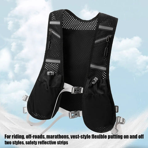 Hydration Running Vest With Two 500ml Bottle Holders, Lightweight Breathable Trail Pack featuring reflective safety stripes
