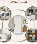 Image showcasing the 36 By 84 Concealed Sliding Barn Door With Super Slick Glide And Soft Close Hardware in various rooms like laundry, closet, bathroom, and storage.