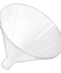 Powder Funnel 6 Inch Diameter No Spill Transfer For Lab Classroom And Home Chem Set Polypropylene With Parallel Stem Acid And Alkali Resistant Heat Tolerant Pro Grade Industrial Quality, white funnel side view