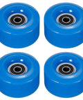 4 Pack Roller Skate Wheels With Bearings For Quad Skates Durable PU Wheels 32x58mm Blue Ideal For Outdoor Skating On Streets And Trails Wear Resistant Smooth Ride Easy Replacement.