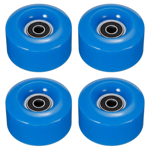 4 Pack Roller Skate Wheels With Bearings For Quad Skates Durable PU Wheels 32x58mm Blue Ideal For Outdoor Skating On Streets And Trails Wear Resistant Smooth Ride Easy Replacement.