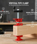 Get This Vertical Woodworking Clamp For Bench To Crush Glue-Ups And Assembly Like A Boss With Stable Metal Vise holding wood securely.