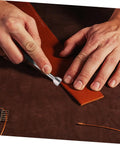 Leather Craft Tool Set 20Pcs Saddle Stamp Punch Kit For Leather Stamping And Carving Patterns On Belts Wallets And Bags in use on leather.