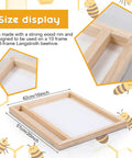 Size display of Solar Fume Board For Beehives with wood rim for 8/10 frame hives, dimensions in cm and inches.
