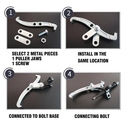 3 Jaw Gear Puller Tool Kit Built Tough, Heavy Duty Bearing And Pulley Puller Set With Reversible Jaws in assembly steps