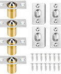 4 Pack Drive In Ball Catch For Closet Doors With Strike Plate Adjustable Tension Heavy Duty Stainless Steel And Brass Hardware