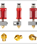 Extruder Hot End Kit With 0.4mm Nozzle And Aluminum Heating Block For 3D Printers, NTC 3950 100K Thermistor, 1M PTFE Tube, Compatible With X5SA X5SA Pro XY 2 Pro, 24V 50W Max 275C Anti Leak, red hotend and brass nozzle
