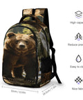 Stream Brown Bear Printed Unisex Backpack With Large Capacity and Durable Polyester, front view
