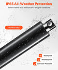 Close-up of 12V Beefed Up 6 Inch Stroke Linear Actuator With 2023 Lbs Thrust 9000N IP65 Waterproof showcasing aluminum alloy build.