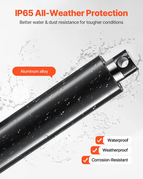 Close-up of 12V Beefed Up 6 Inch Stroke Linear Actuator With 2023 Lbs Thrust 9000N IP65 Waterproof showcasing aluminum alloy build.