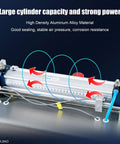Dead Simple Automatic Pneumatic Bottle Filler With Stainless Steel Nozzle showing large aluminum cylinder and air pressure system.