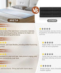 Comparison of Graphene Grounding Mat for King Bed vs other mats, showing conductivity, comfort, durability, and appearance ratings.