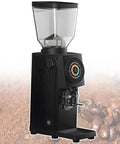 Top Shelf Heavy Duty Automatic Flat Burr Coffee Bean Grinder With Stepless Micron Dial Smart Color Touchscreen angle view on counter.