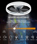 Modern Flush Mount Ceiling Fan With Lights White Remote And App Control 3 Color Dimmable Lighting Reversible Motor 6 Speed Settings