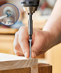 140 Piece Size 6 By 2 Inch Wood Screws Set being used in woodworking project with drill, carbon steel, flat head