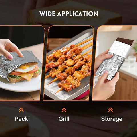 Pre Cut Insulated Foil Sandwich Wrap Sheets Grease Resistant For Hot Food 10.5 By 14 Inches 100 Pack Quick Use For Home Kitchen And Small Biz Catering