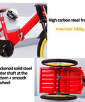 Folding Three Wheel Tricycle With Rear Passenger Seat And Backrest, showing high carbon steel frame with pneumatic spoke wheels.