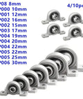 Heavy Duty Ball Bearing Pillow Block Support High Load Capacity 8 10 12 16 17mm Sizes For Machinery Or DIY Builds Four Pack Strength Mounted Here Handles Work With No Sweat Plus Self Aligning Design And Friction Reduced Inserts; 4 bearings