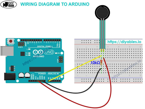 Force Sensor Pad, Pressure Sensitive Resistor For Arduino ESP32 Raspberry Pi, 3 Pack wiring diagram on breadboard with 10kΩ resistor