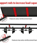 Beefy Heavy-Duty 5 Tier Garage Shelving Unit With Adjustable Shelves For Garage Workshop Basement Or Warehouse 84H X 55.03W X 24D Inches Industrial Storage Racking showing support rods detail.