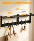 Slick Wall Mount Coat Rack With Bamboo Shelf And Heavy Duty Hooks Perfect For Effortless Entryway Organization holds dimensions of 28.85x12.87 inches.