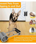 Dog with Eight Piece Heavy Duty Spring Door Closer Hinge Set For Most Doors Self Closing Metal Hinge Pin System Quiet Smooth Operation Ideal For Home And Office High Traffic Use Keeps Pets Out