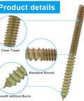 Close-up view of Knockout 1/4-20 X 3 Inch Hanger Bolts with visible clear tread, smooth finish, and round head for furniture assembly.