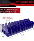 Front view of Plier Organizer And Rack 4-Pack Blue With 40-Slot Tool Storage For Toolbox Drawers, showing slot dimensions.