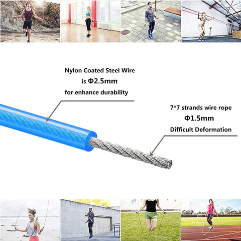 Six Pack 10ft Replacement Jump Rope Cables With 2.5mm Stainless Steel Wire And Polymer Coating For High Speed Jump Ropes displayed