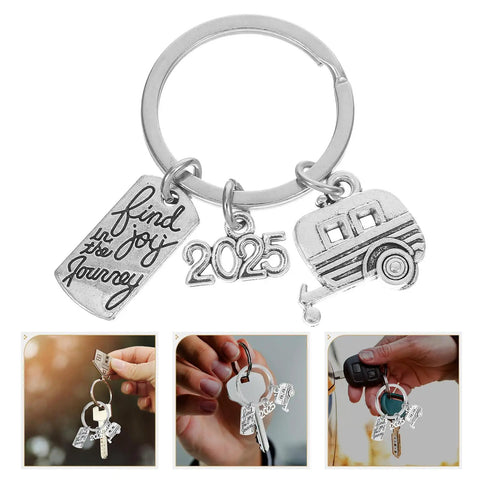 Silver Zinc Alloy Keychain For Travel Buffs Easy To Attach And Detach Keys Compact Cute Key Ring For Vacations And Road Trips Sturdy RV Gift For Women And Travelers