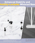 Close-up of 5-wheel rolling base for 2 In 1 Lighted Magnifier With Stand And 5 Wheel Rolling Base, 2200 Lumens Dimmable Magnifying Floor Lamp.
